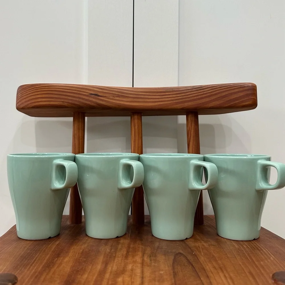 Set of 4 IKEA FARGRIK Sea Foam Mug Cups Coffee Tea Cup